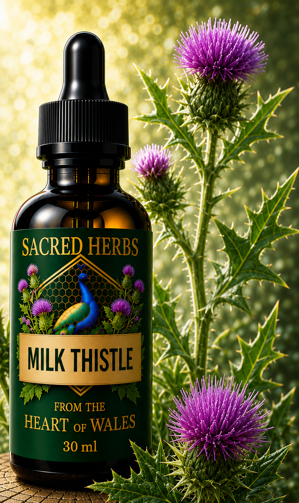 Milk Thistle Tincture handcrafted herbal tincture, wild-harvested and made in Wales, UK