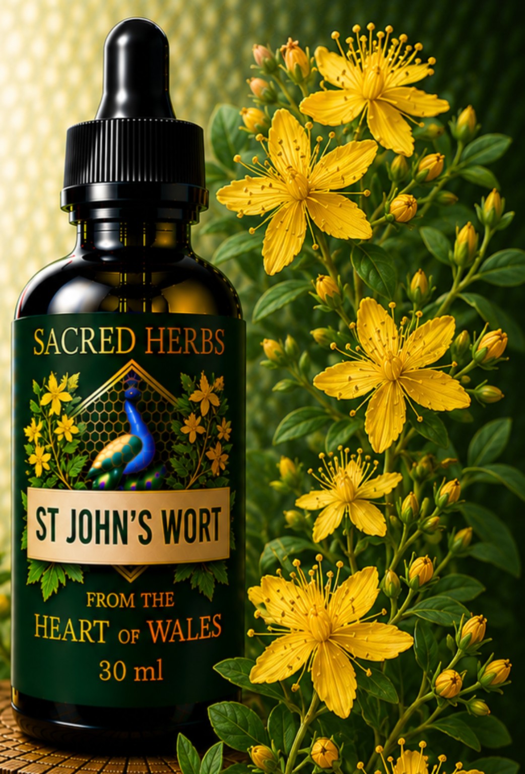 St John's Wort Tincture handcrafted herbal tincture, wild-harvested and made in Wales, UK