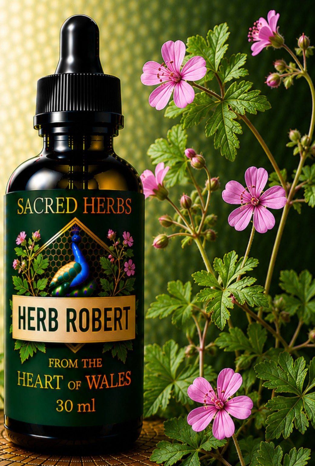 Herb Robert Tincture handcrafted herbal tincture, wild-harvested and made in Wales, UK