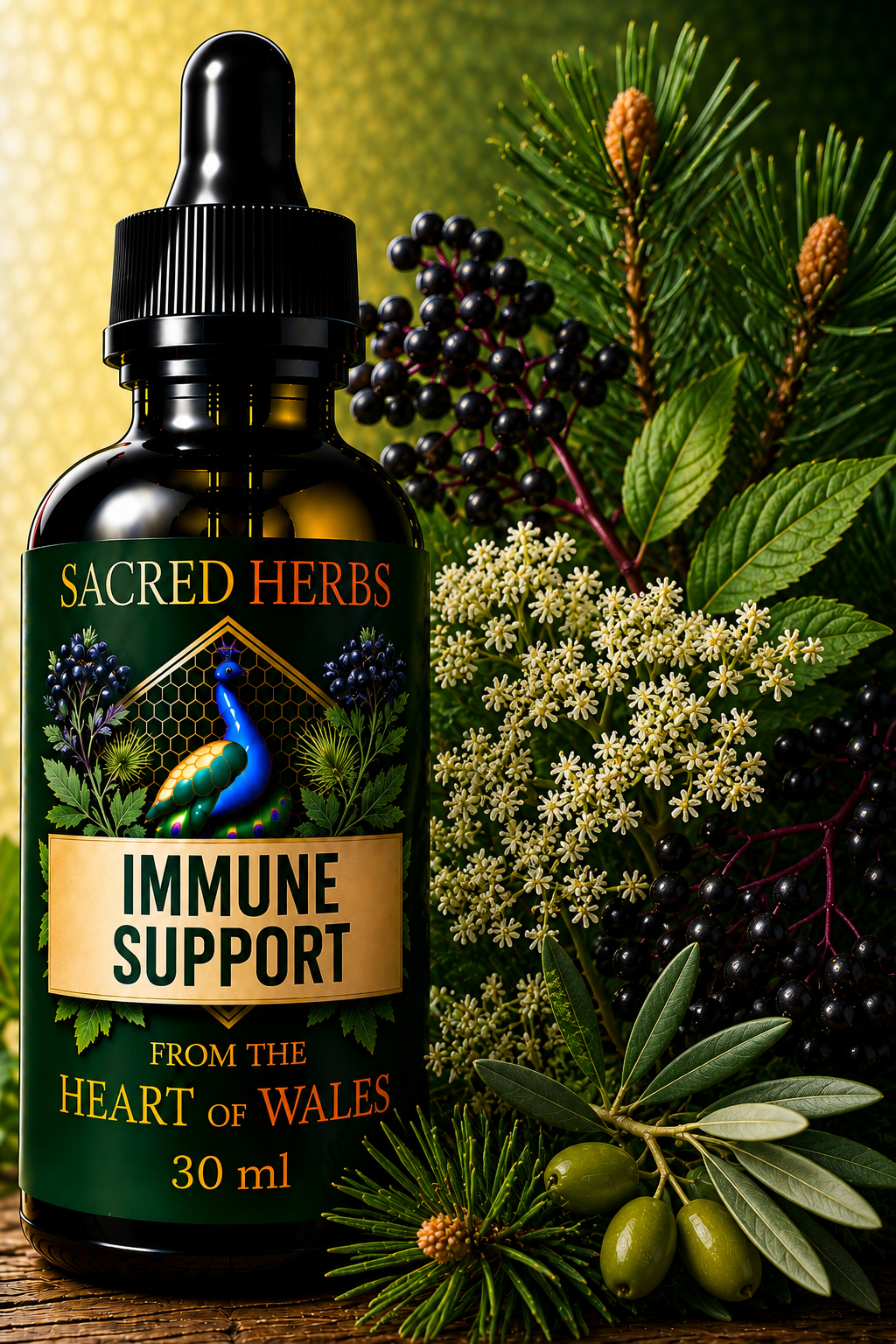 Immune Support herbal blend tincture, handcrafted in Wales, UK