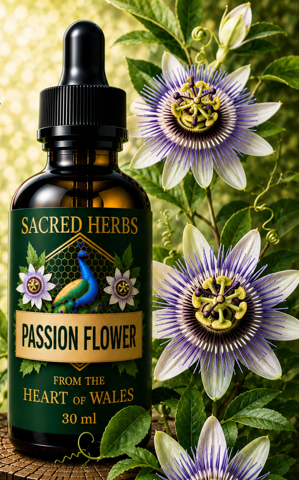 Passion Flower Tincture handcrafted herbal tincture, wild-harvested and made in Wales, UK
