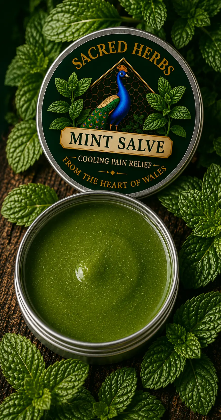 Mint Salve natural herbal salve in a 50ml tin, handcrafted in Wales, UK