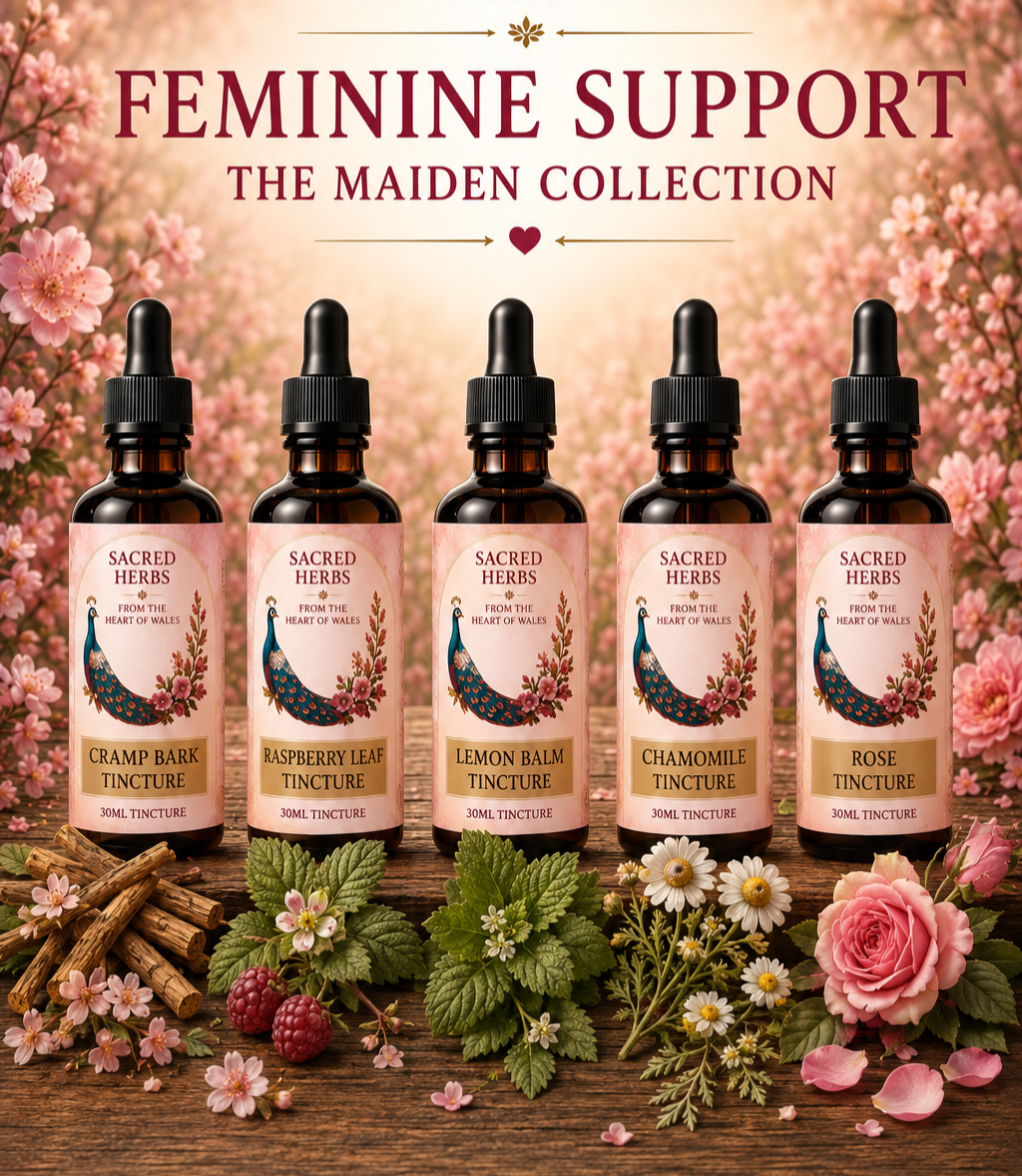Feminine Support, The Maiden Collection curated herbal tincture bundle, handcrafted in Wales, UK