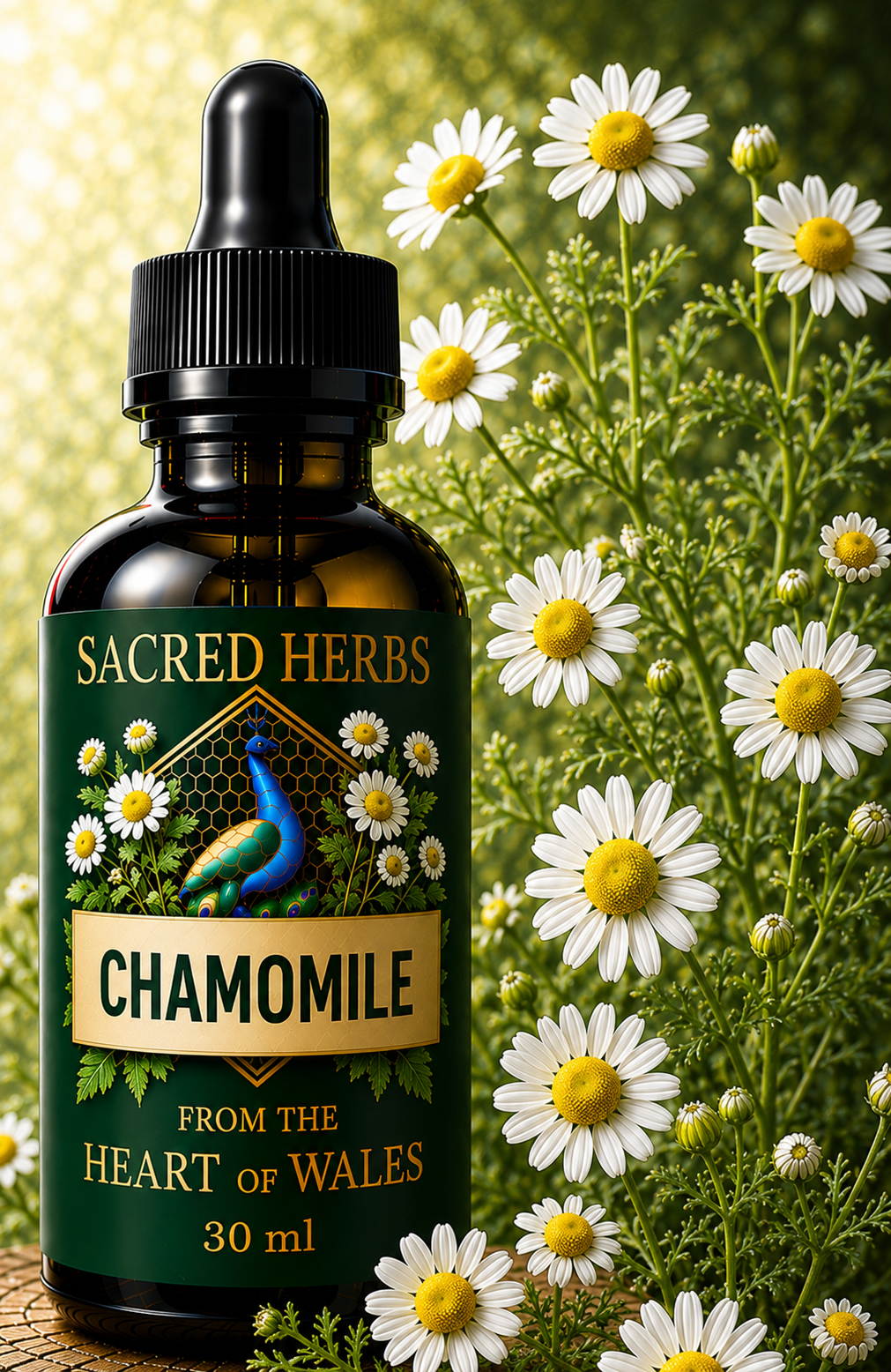 Chamomile Tincture handcrafted herbal tincture, wild-harvested and made in Wales, UK