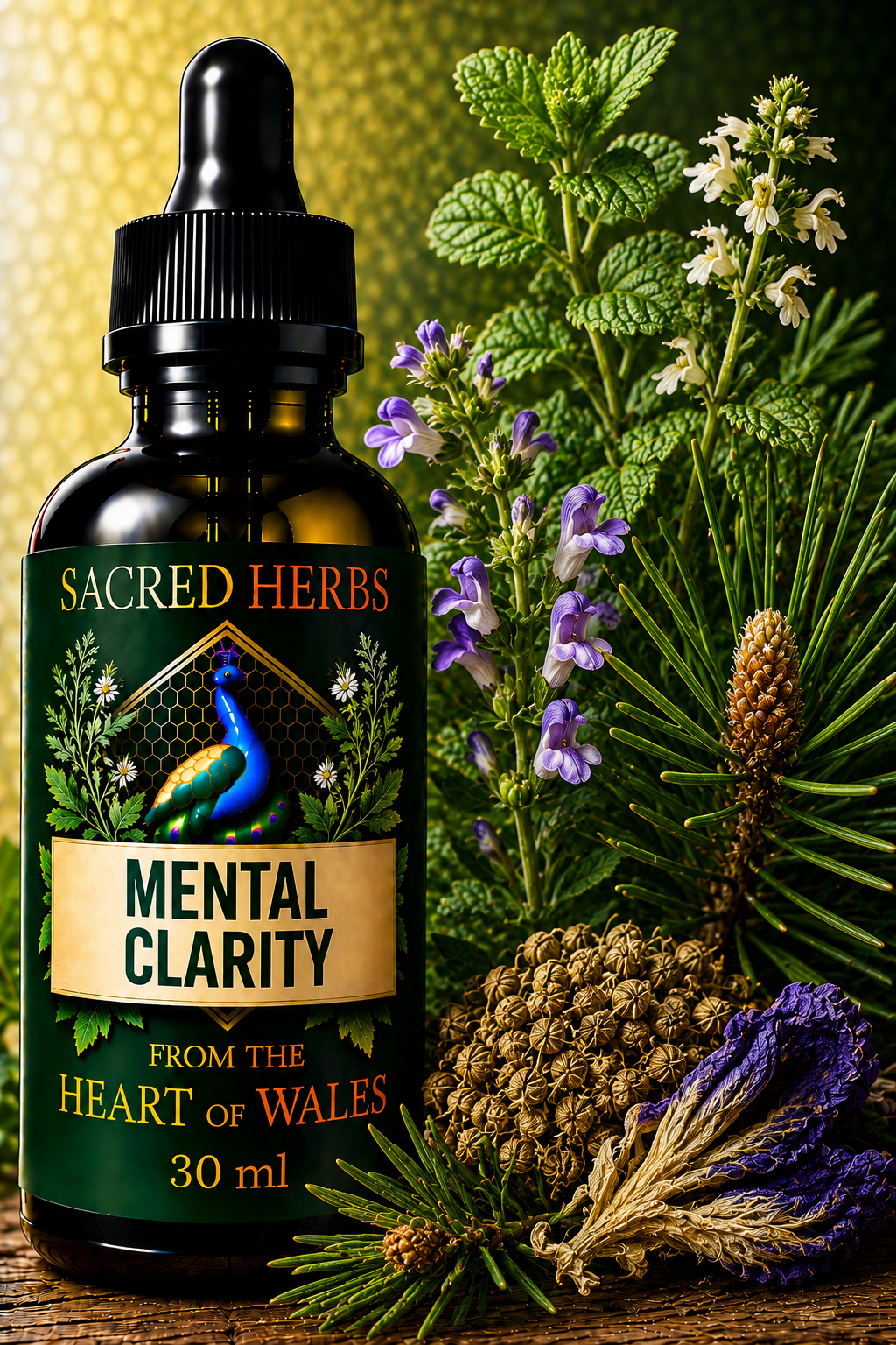 Mental Clarity herbal blend tincture, handcrafted in Wales, UK