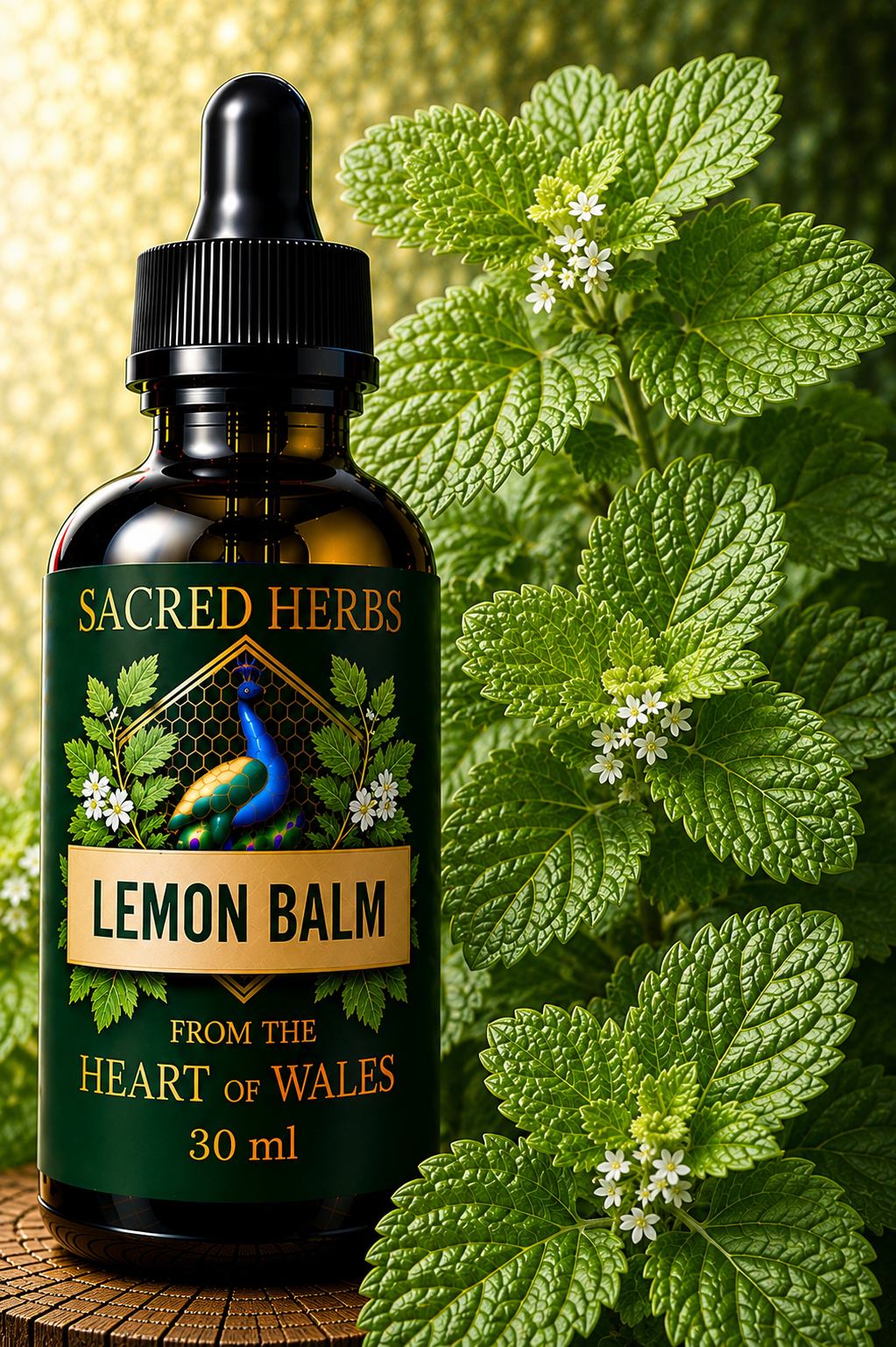 Lemon Balm Tincture handcrafted herbal tincture, wild-harvested and made in Wales, UK